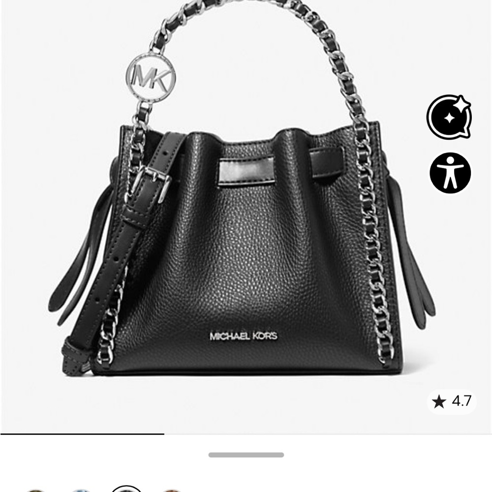 Michael Kors Black Leather Shoulder Bag with Silver Chain - Picture 4 of 5